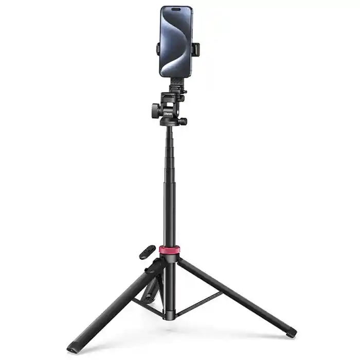 Ulanzi MT-78 Quick Release Camera Tripod with Cold Shoe Mounting System, Smartphone Holder, Remote Shutter Button, and 7-Section Extendable Height up to 185cm for Live Streaming, Vlogging, Photography